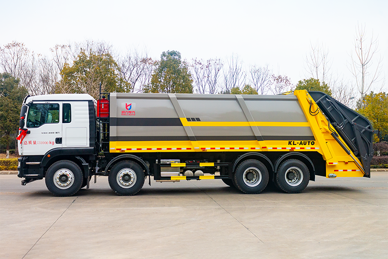 重汽汕德卡前四后八压缩垃圾车(25方)